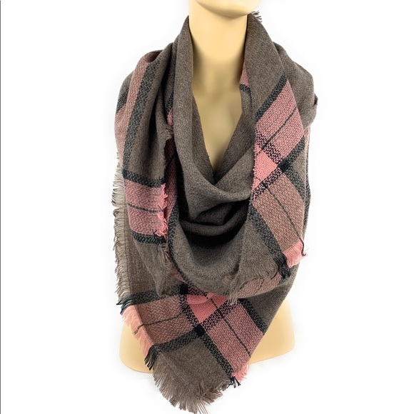 Plaid Blanket Scarf Wrap - Picture 2 of 7